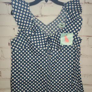 NWT Blue & White Polka Dot sleeveless top- Medium